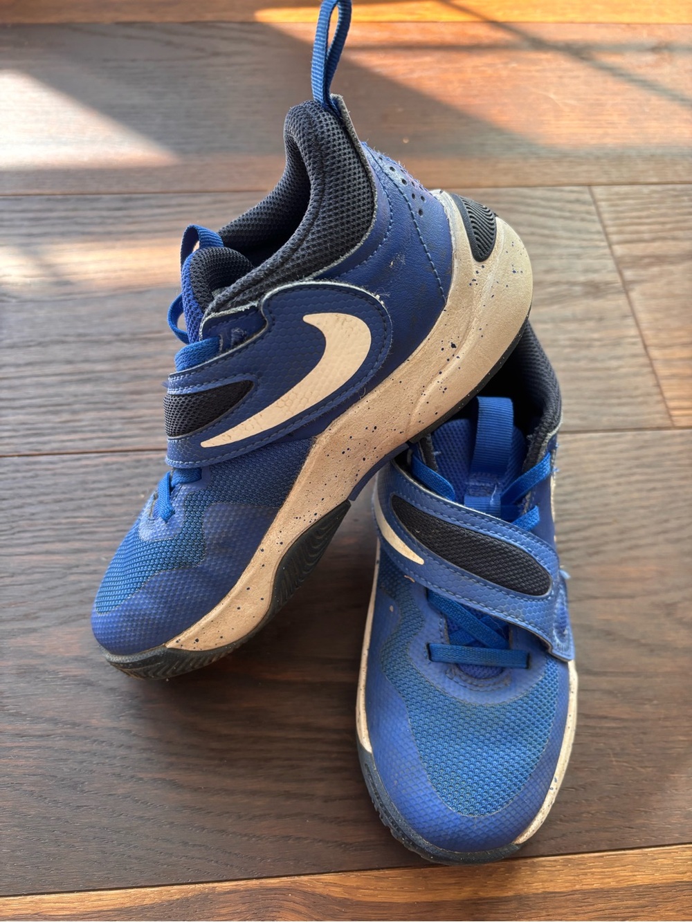 Nike Team Hustle Kids Royal Blue Sneakers with White Swoosh Basketball